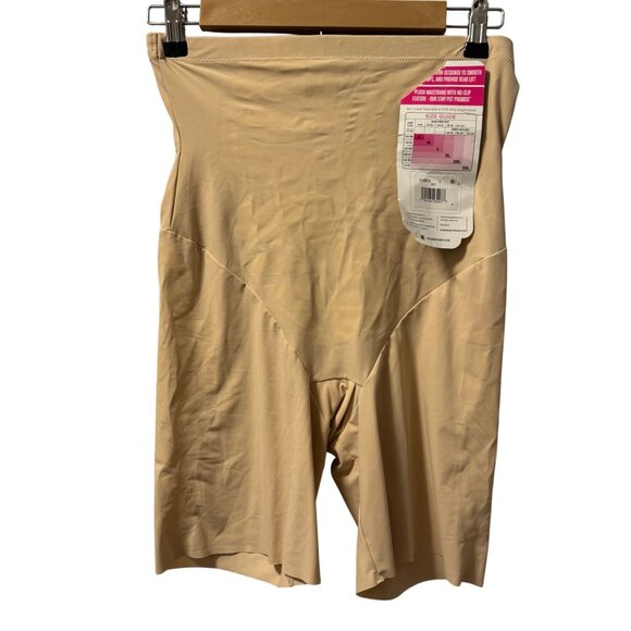 Maidenform Flexees High Waist Ultra Firm Shaping Shorts Sz L Nude Nylon Blend Co - Picture 1 of 11
